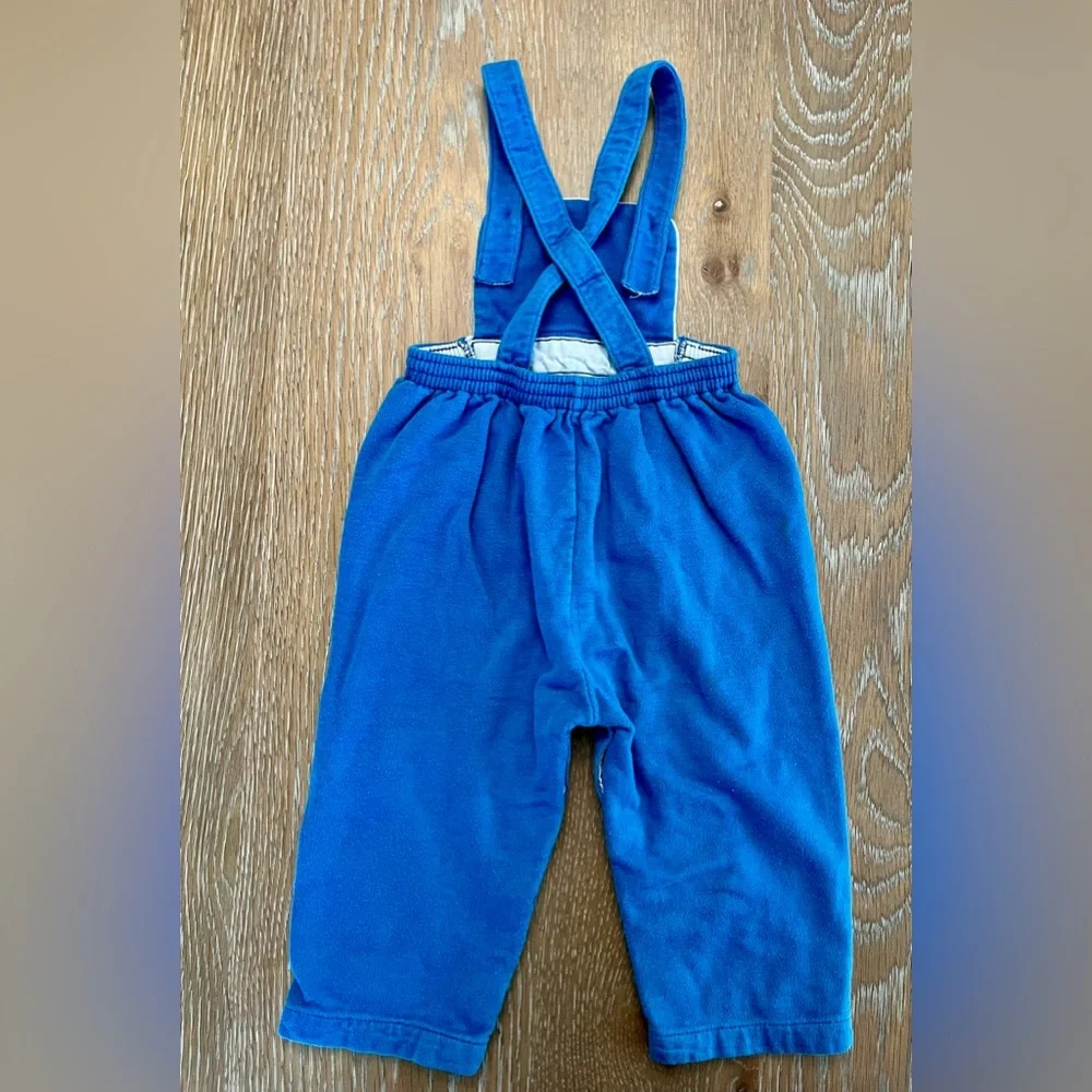 Carter’s Blue Cotton Overalls with embroidered‎ puppy running, size XL VTG 70s